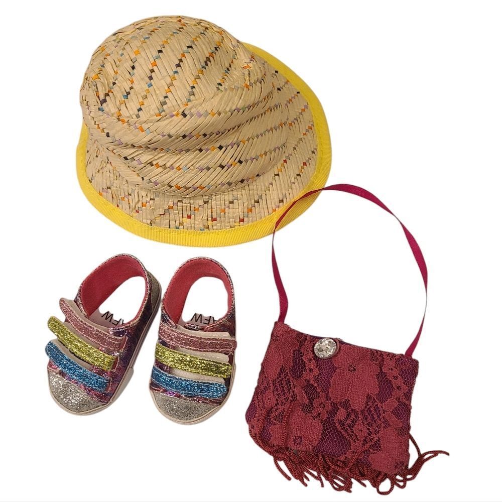 18" Doll Accessory Package Purse‎ Sneakers Straw Hat